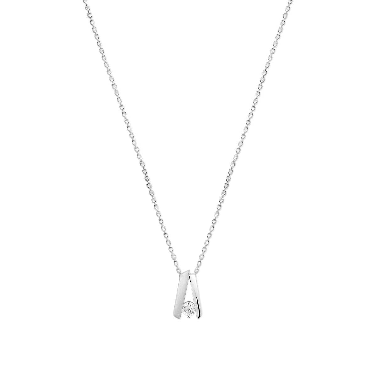 vDam Ketting Zirkonia Poli/mat 41 + 4 Cm Zilver Gerhodineerd 1340066