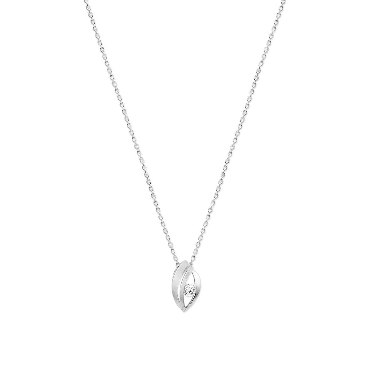 vDam Ketting Zirkonia Poli/mat 41 + 4 Cm Zilver Gerhodineerd 1340265