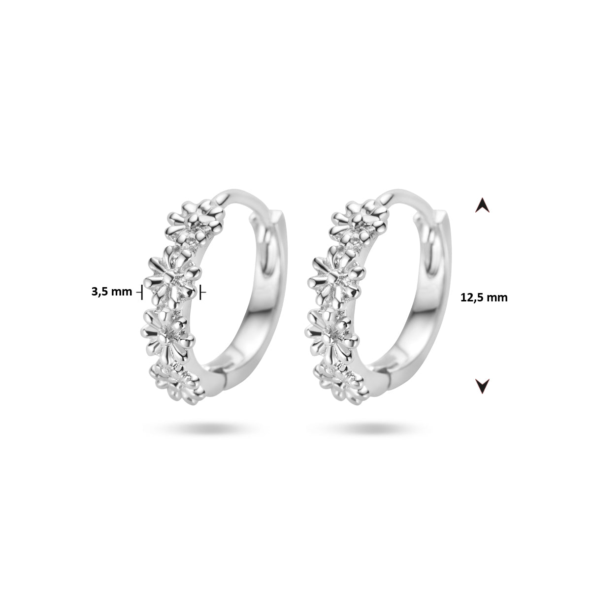 vDam Klapoorringen Bloemen Zilver Gerhodineerd 1336357