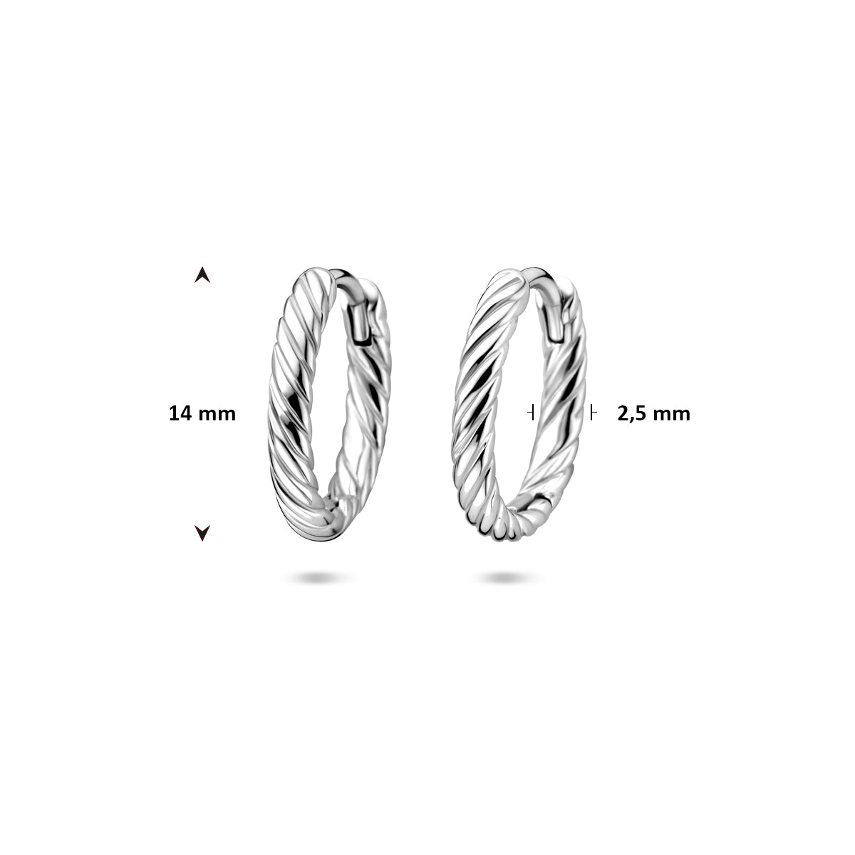 vDam Klapoorringen Gedraaid 14 Mm Zilver Gerhodineerd 1341709