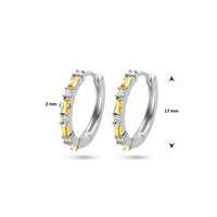 vDam Klapoorringen Geel En Wit Zirkonia Zilver Gerhodineerd 1336315