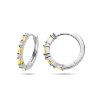 vDam Klapoorringen Geel En Wit Zirkonia Zilver Gerhodineerd 1336315