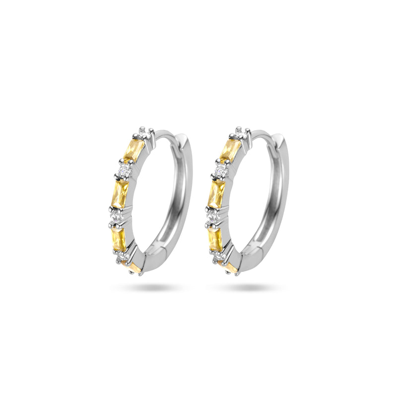 vDam Klapoorringen Geel En Wit Zirkonia Zilver Gerhodineerd 1336315