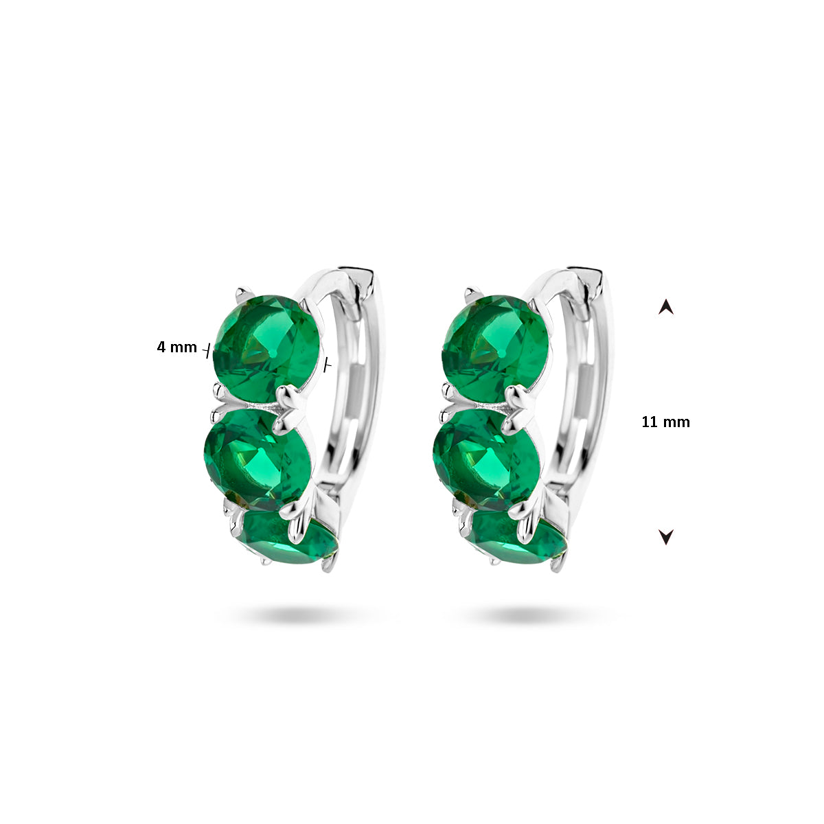 vDam Klapoorringen Groen Zirkonia Zilver Gerhodineerd 1336598