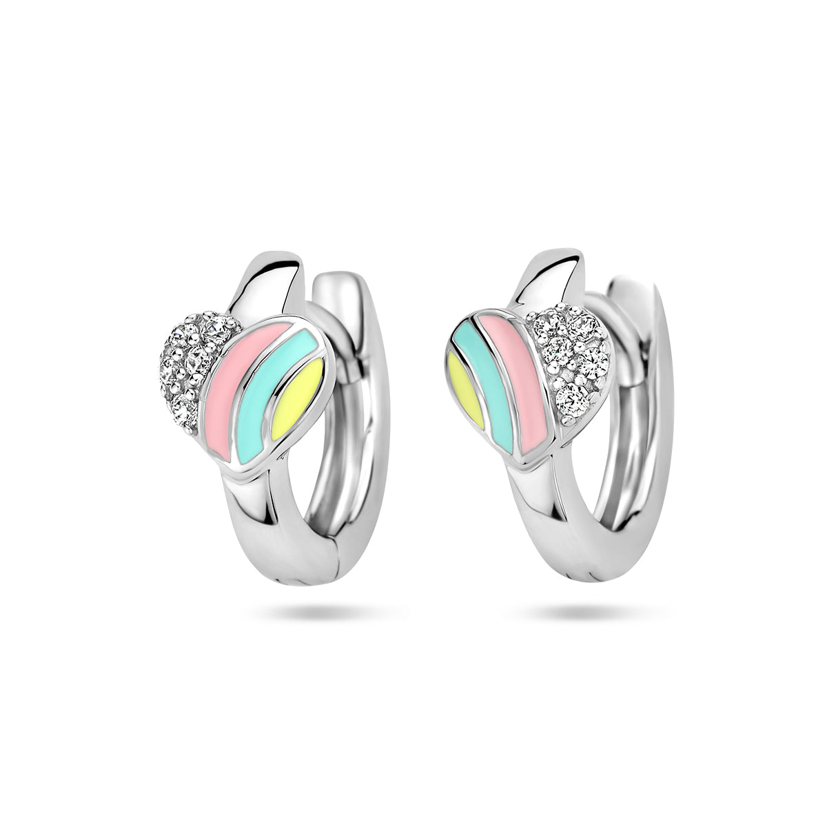 vDam Klapoorringen Hart En Zirkonia Zilver Gerhodineerd 1336974