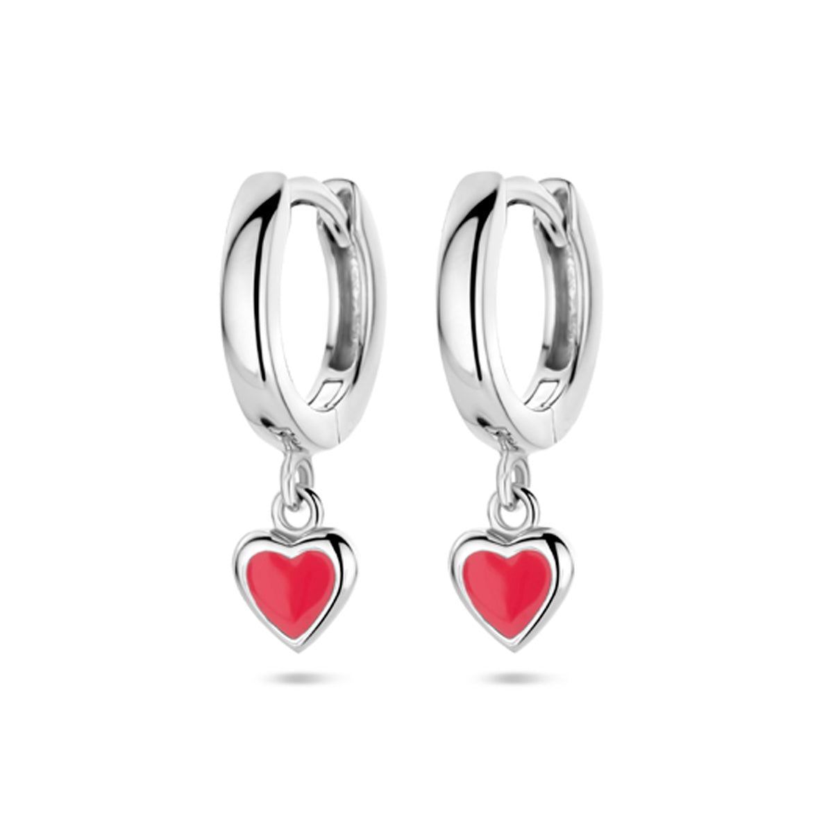 vDam Klapoorringen Hart Rood Emaille 18 Mm Zilver Gerhodineerd 1339914