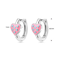 vDam Klapoorringen Hart Roze En Turquoise Emaille Zilver Gerhodineerd 1339084