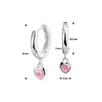 vDam Klapoorringen Hart Roze Zirkonia Zilver Gerhodineerd 1328279