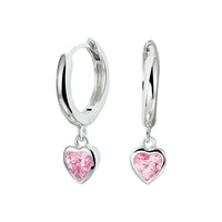 vDam Klapoorringen Hart Roze Zirkonia Zilver Gerhodineerd 1328281