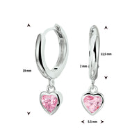 vDam Klapoorringen Hart Roze Zirkonia Zilver Gerhodineerd 1328281