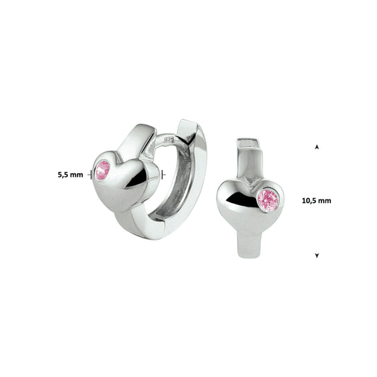 vDam Klapoorringen Hart Roze Zirkonia Zilver Gerhodineerd 1332879