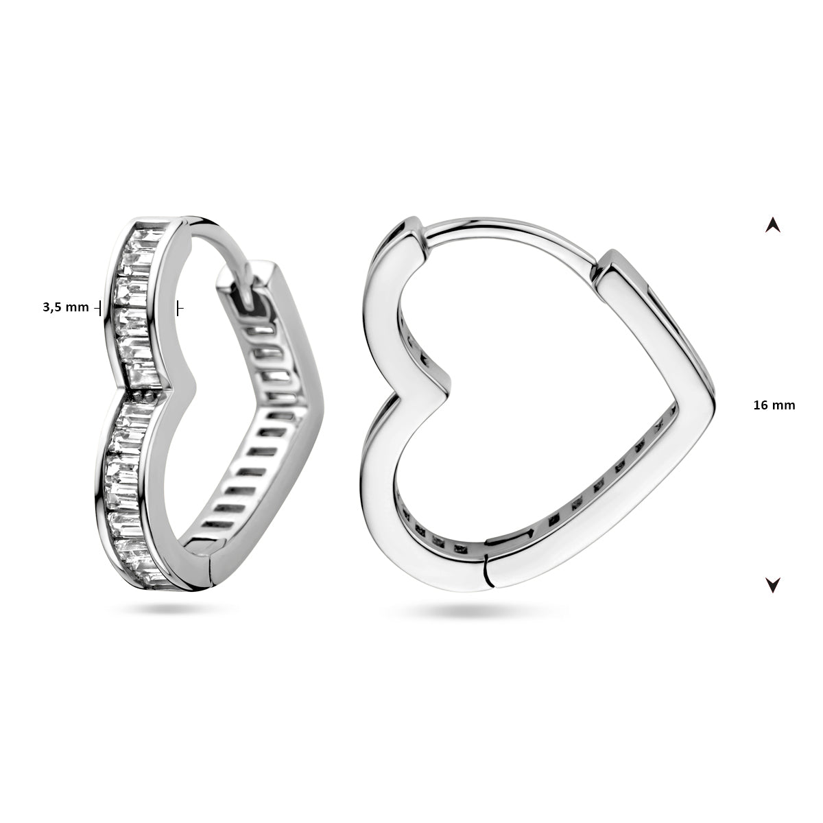 vDam Klapoorringen Hart Zirkonia Zilver Gerhodineerd 1338668