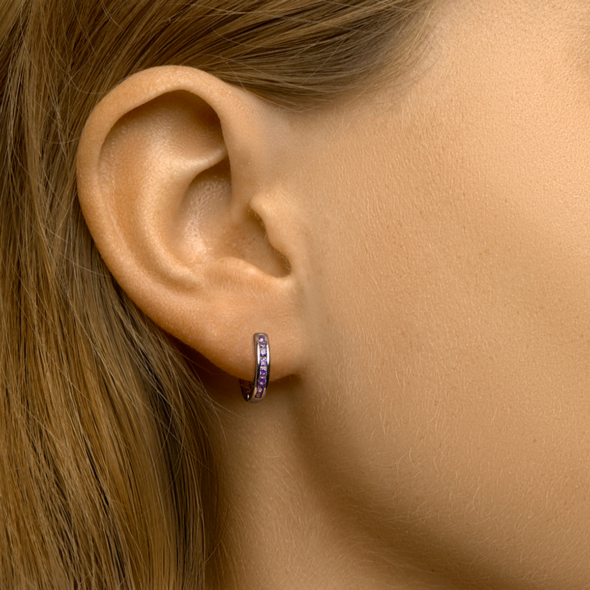 vDam Klapoorringen Paars Zirkonia Zilver Gerhodineerd 1333003