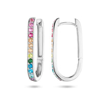 vDam Klapoorringen Paperclip Regenboog Zirkonia Zilver Gerhodineerd 1336002