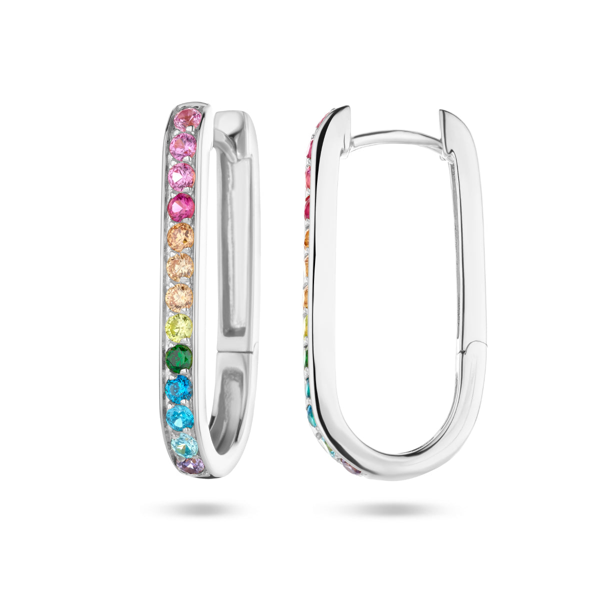 vDam Klapoorringen Paperclip Regenboog Zirkonia Zilver Gerhodineerd 1336002