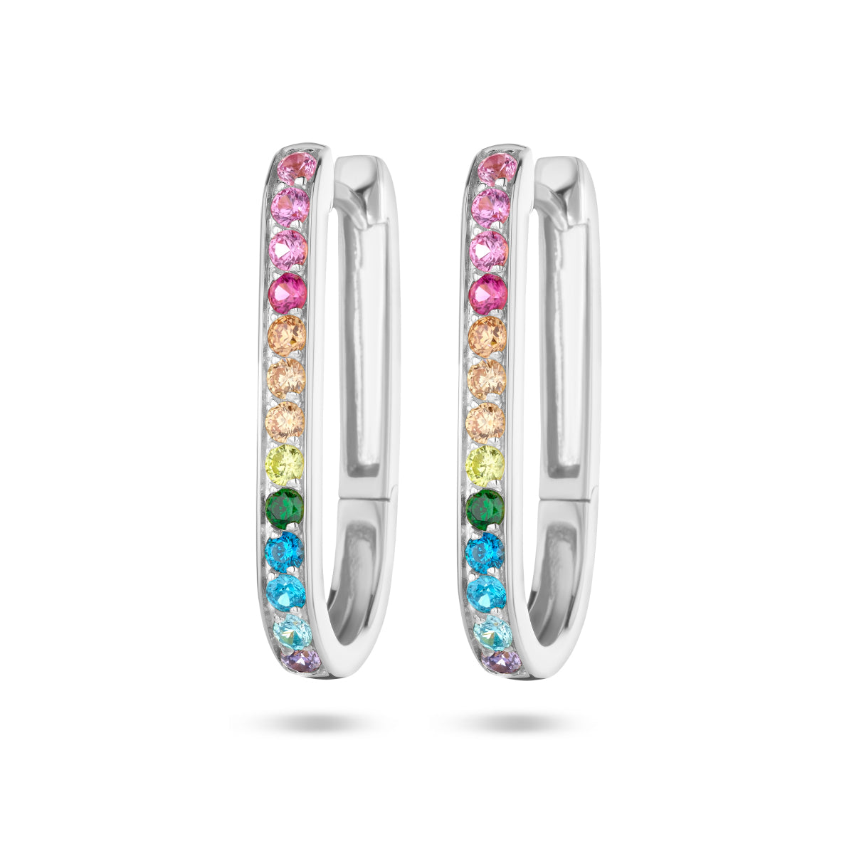 vDam Klapoorringen Paperclip Regenboog Zirkonia Zilver Gerhodineerd 1336002