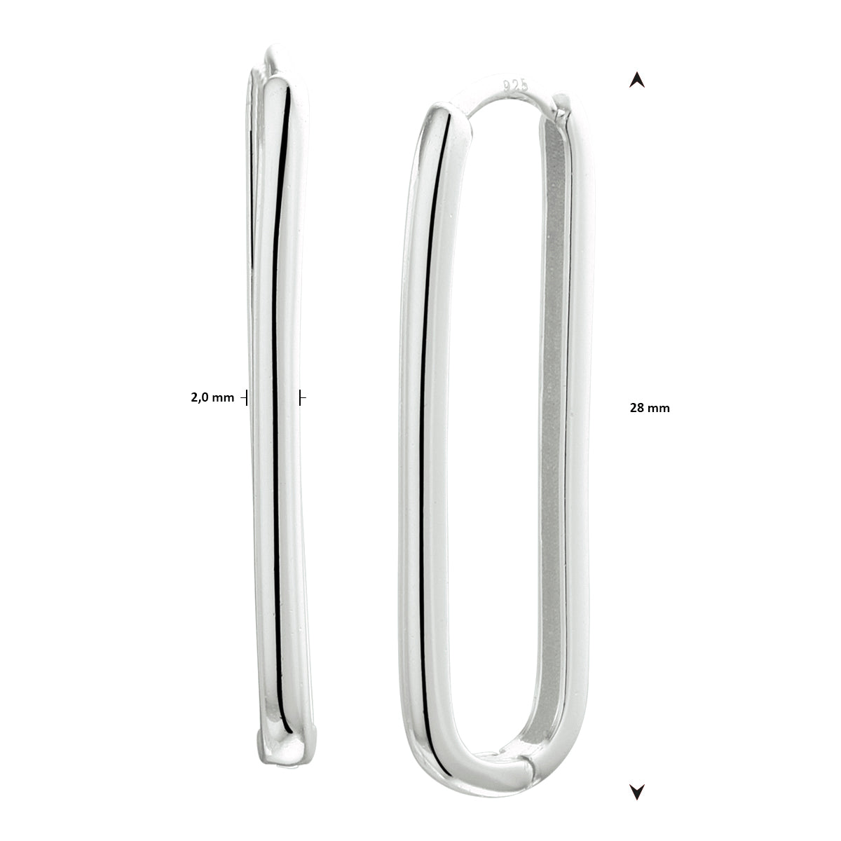 vDam Klapoorringen Paperclip Zilver Gerhodineerd 1333518