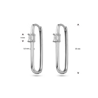 vDam Klapoorringen Paperclip Zirkonia Zilver Gerhodineerd 1338447
