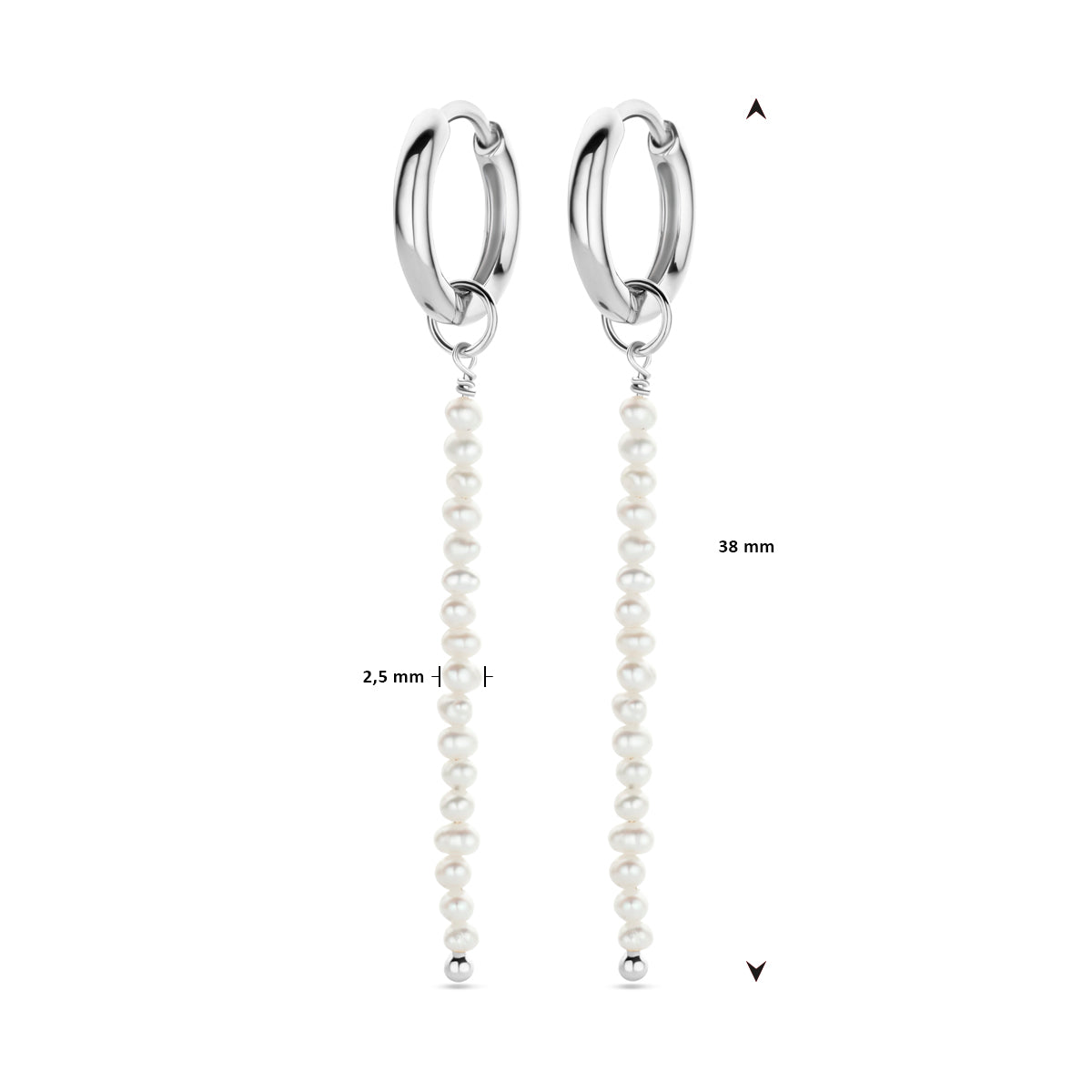 vDam Klapoorringen Parel 38 Mm Zilver Gerhodineerd 1340529