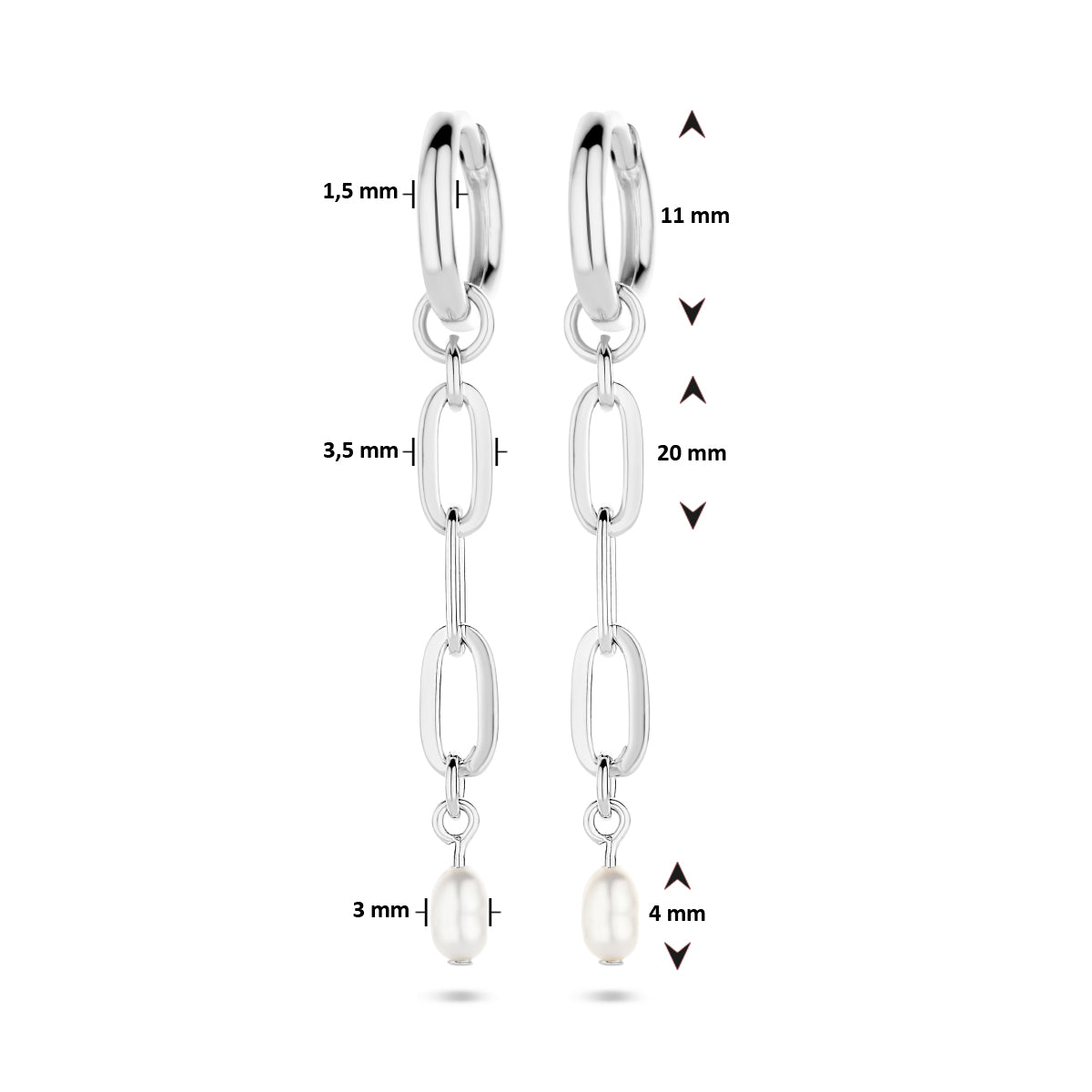 vDam Klapoorringen Parel Zilver Gerhodineerd 1335702