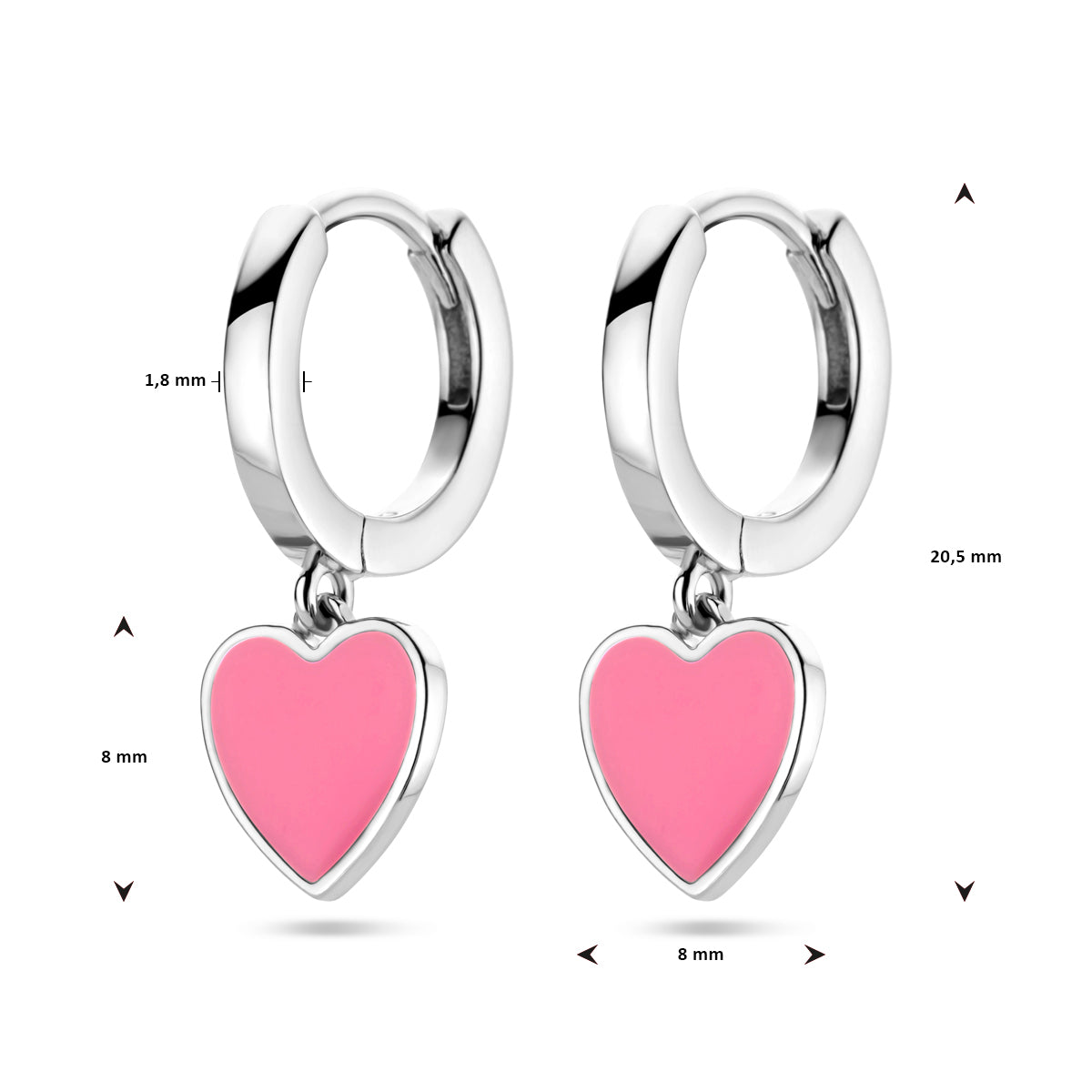 vDam Klapoorringen Roze Emaille Zilver Gerhodineerd 1338672