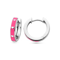 vDam Klapoorringen Roze Emaille Zilver Gerhodineerd 1339016