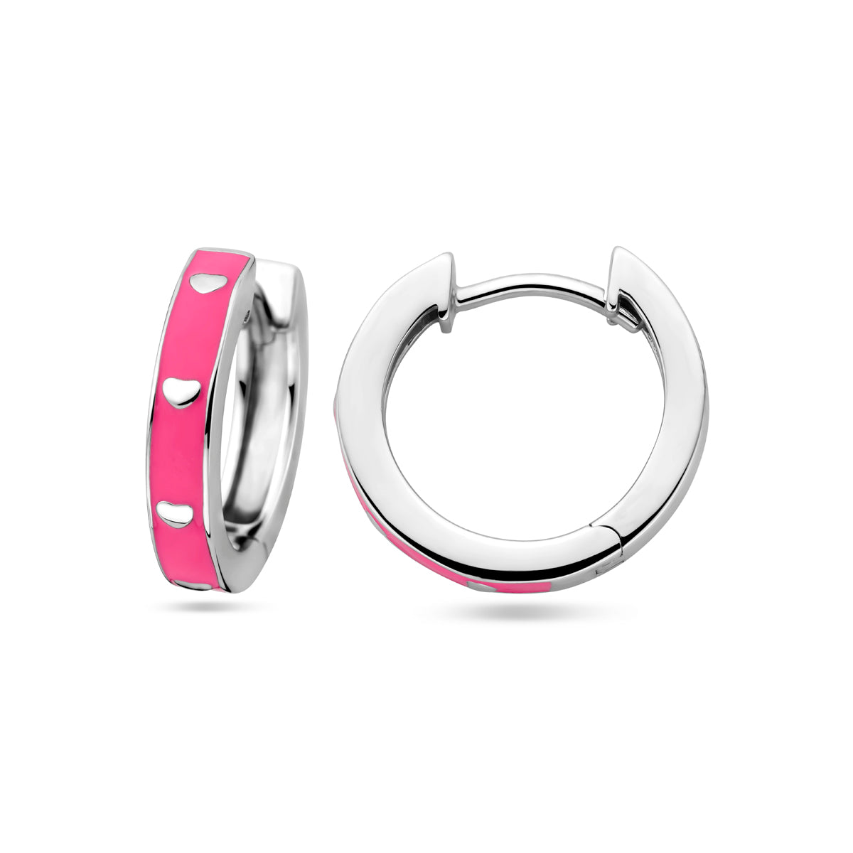 vDam Klapoorringen Roze Emaille Zilver Gerhodineerd 1339016