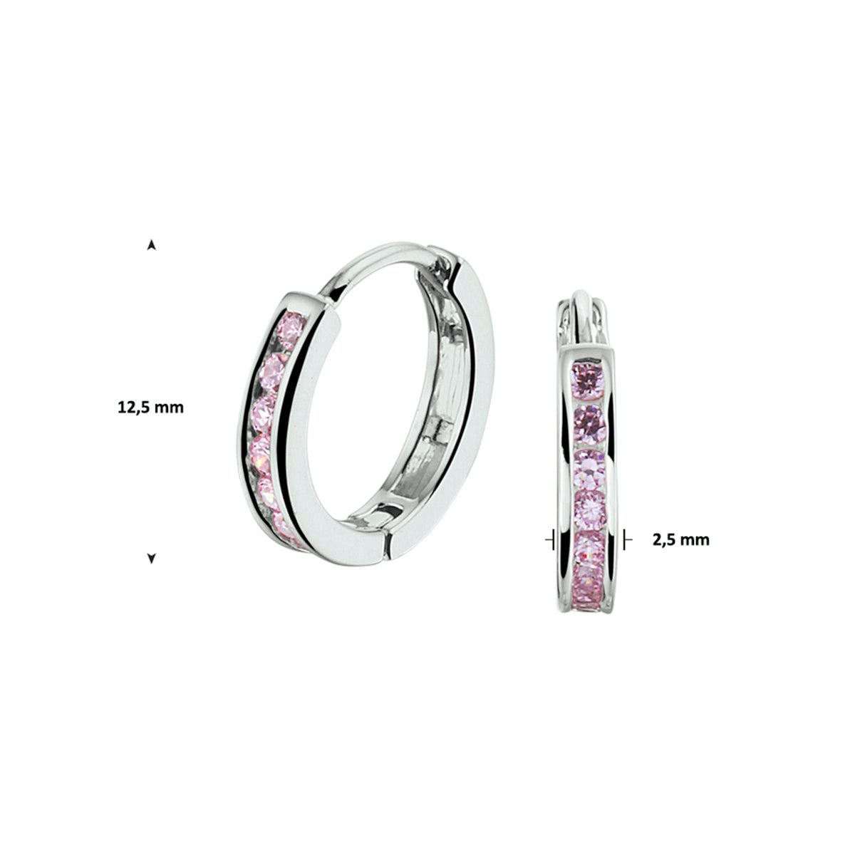 vDam Klapoorringen Roze Zirkonia Zilver Gerhodineerd 1329463