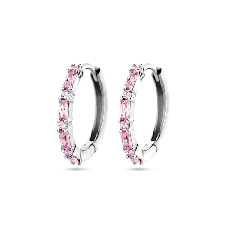 vDam Klapoorringen Roze Zirkonia Zilver Gerhodineerd 1338727