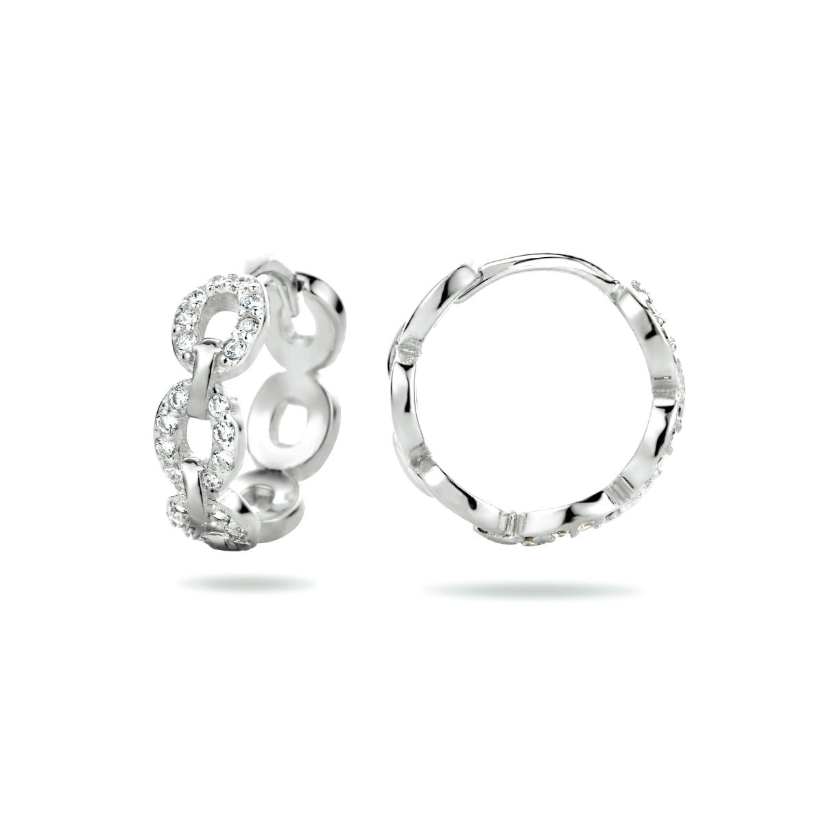 vDam Klapoorringen Schakel Zirkonia Zilver Gerhodineerd 1334144