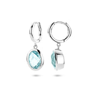 vDam Klapoorringen Sky Blue Topaas 26 Mm Zilver Gerhodineerd 1341004