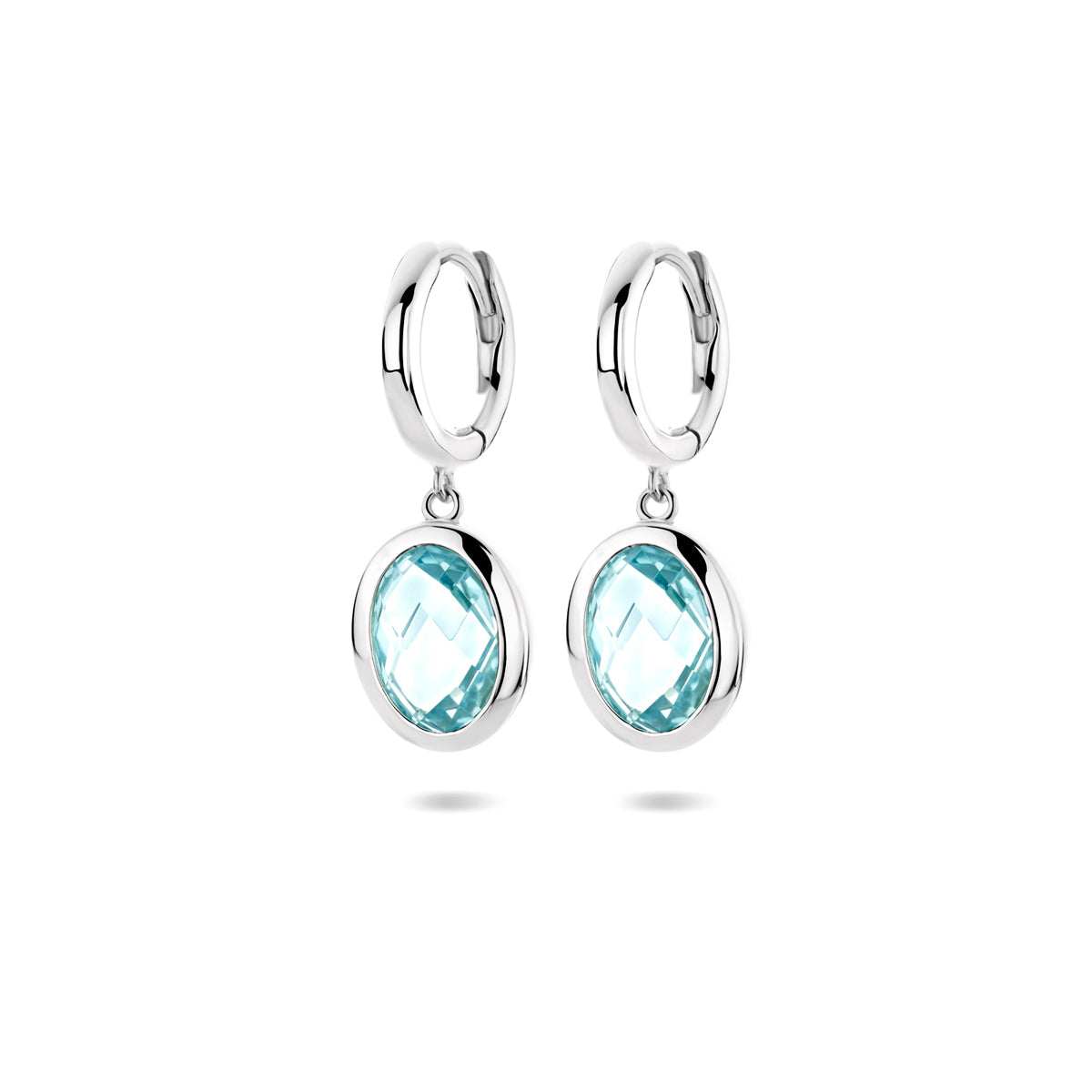 vDam Klapoorringen Sky Blue Topaas 26 Mm Zilver Gerhodineerd 1341004