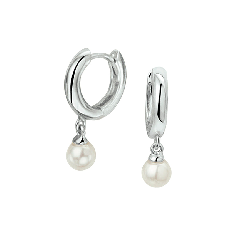 vDam Klapoorringen Synth Parel Zilver Gerhodineerd 1327424