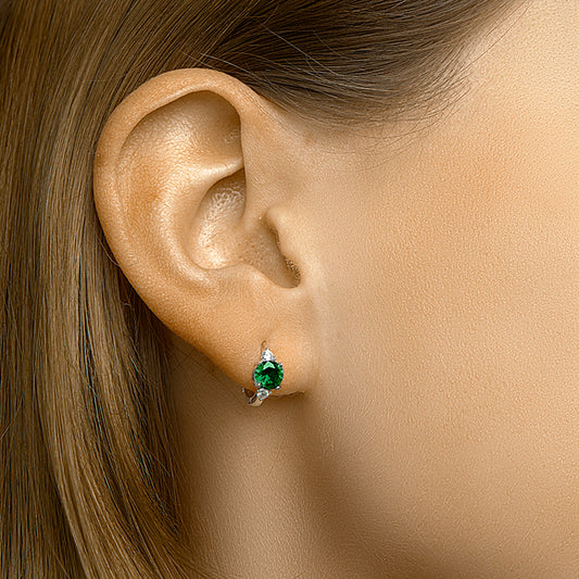 vDam Klapoorringen Synth Smaragd Zilver Gerhodineerd 1332771