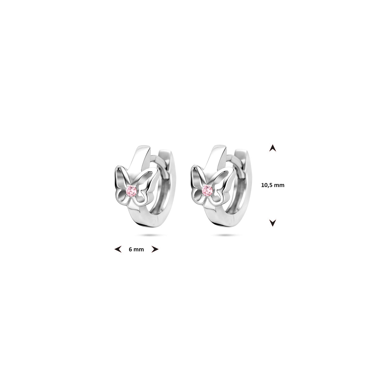 vDam Klapoorringen Vlinder 10,5 Mm Zilver Gerhodineerd 1339913