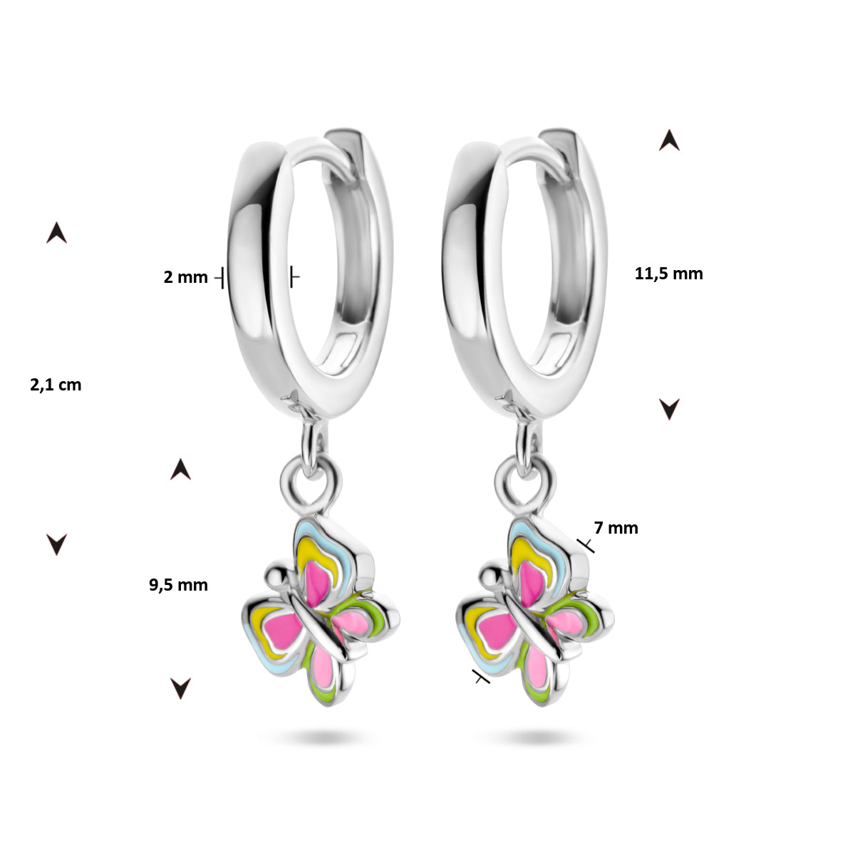 vDam Klapoorringen Vlinder Zilver Gerhodineerd 1336089