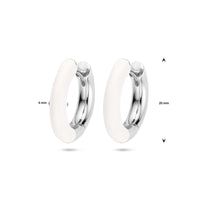 vDam Klapoorringen Wit Emaille 4 Mm Zilver Gerhodineerd 1339854