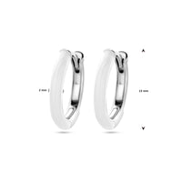 vDam Klapoorringen Wit Emaille Zilver Gerhodineerd 1338682