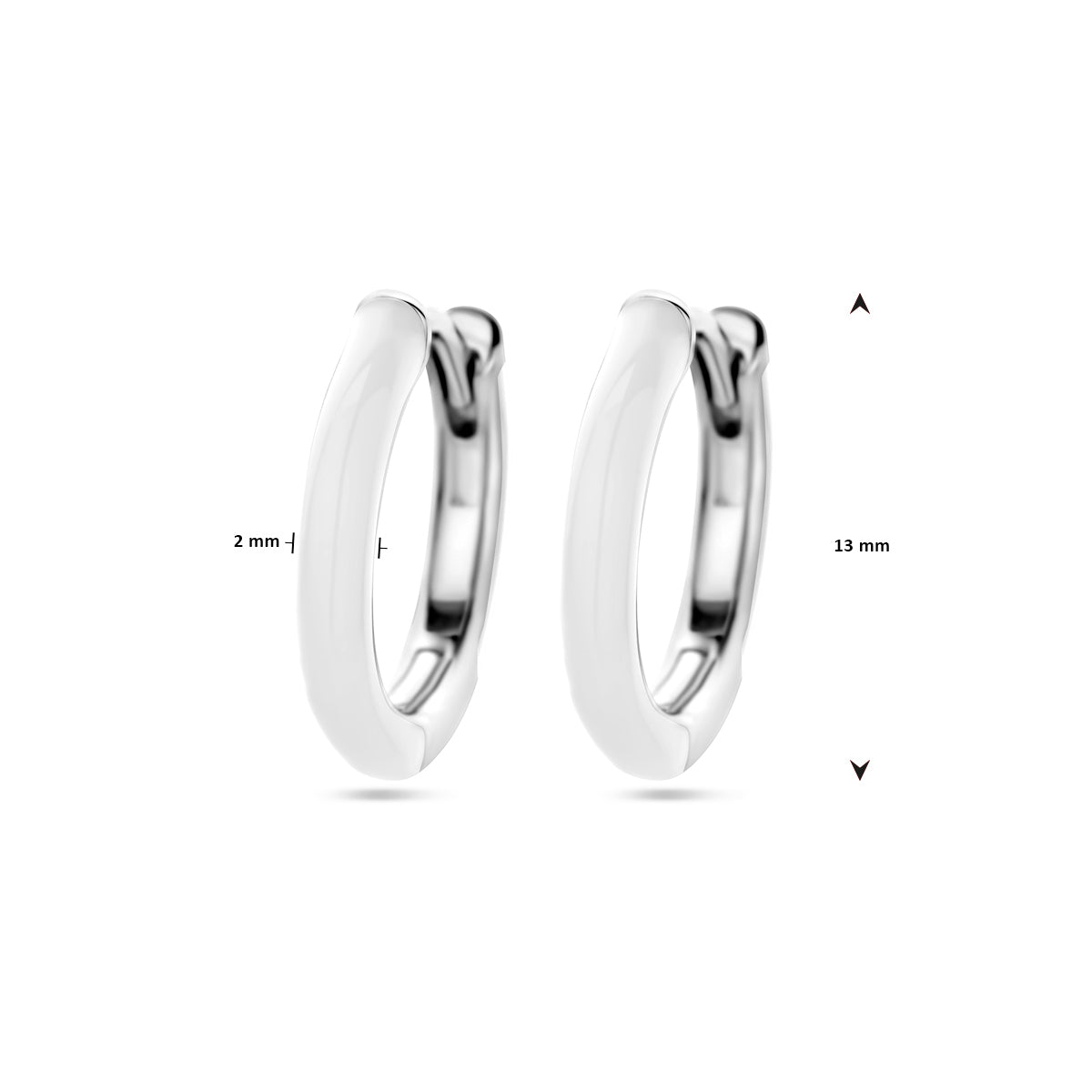 vDam Klapoorringen Wit Emaille Zilver Gerhodineerd 1338682