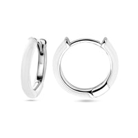 vDam Klapoorringen Wit Emaille Zilver Gerhodineerd 1338682