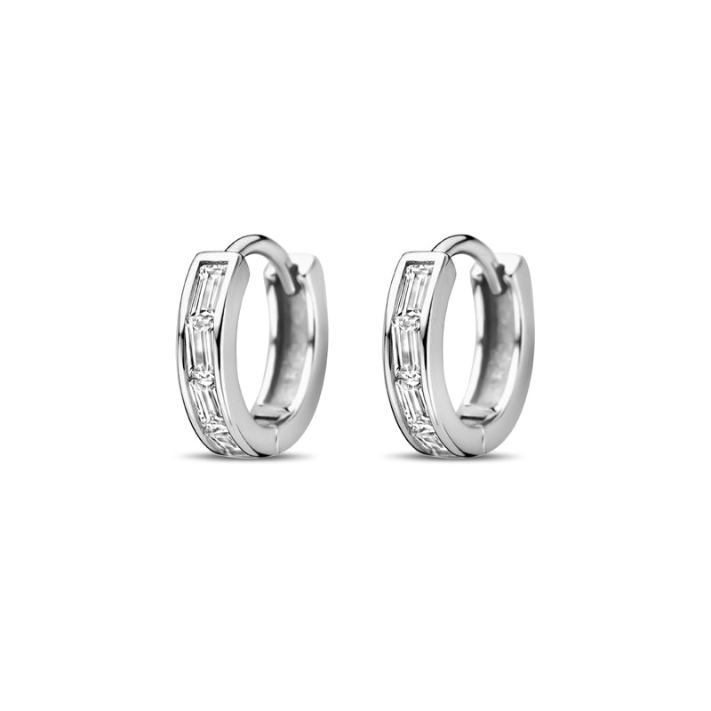 vDam Klapoorringen Zirkonia 10 Mm Zilver Gerhodineerd 1338991