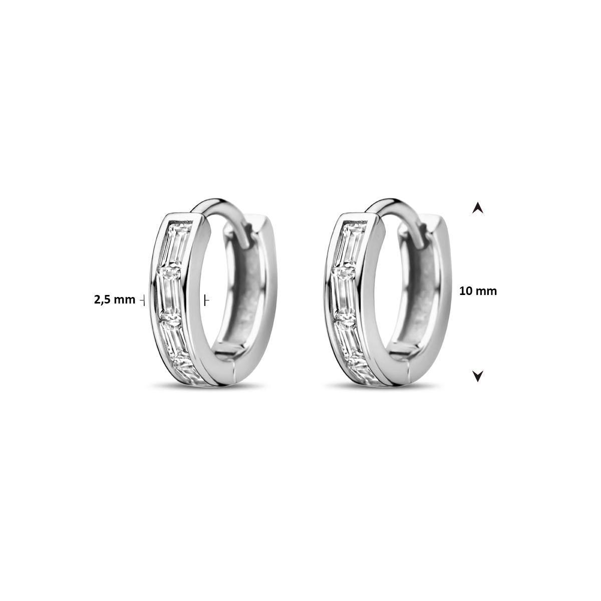 vDam Klapoorringen Zirkonia 10 Mm Zilver Gerhodineerd 1338991