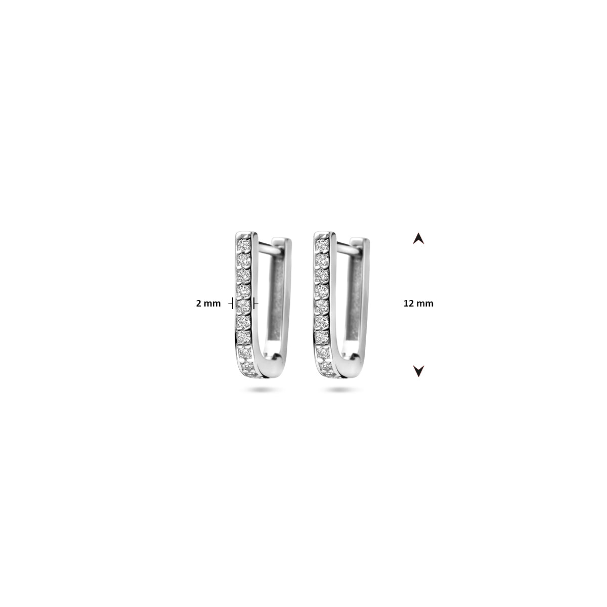 vDam Klapoorringen Zirkonia 12 Mm Zilver Gerhodineerd 1340501