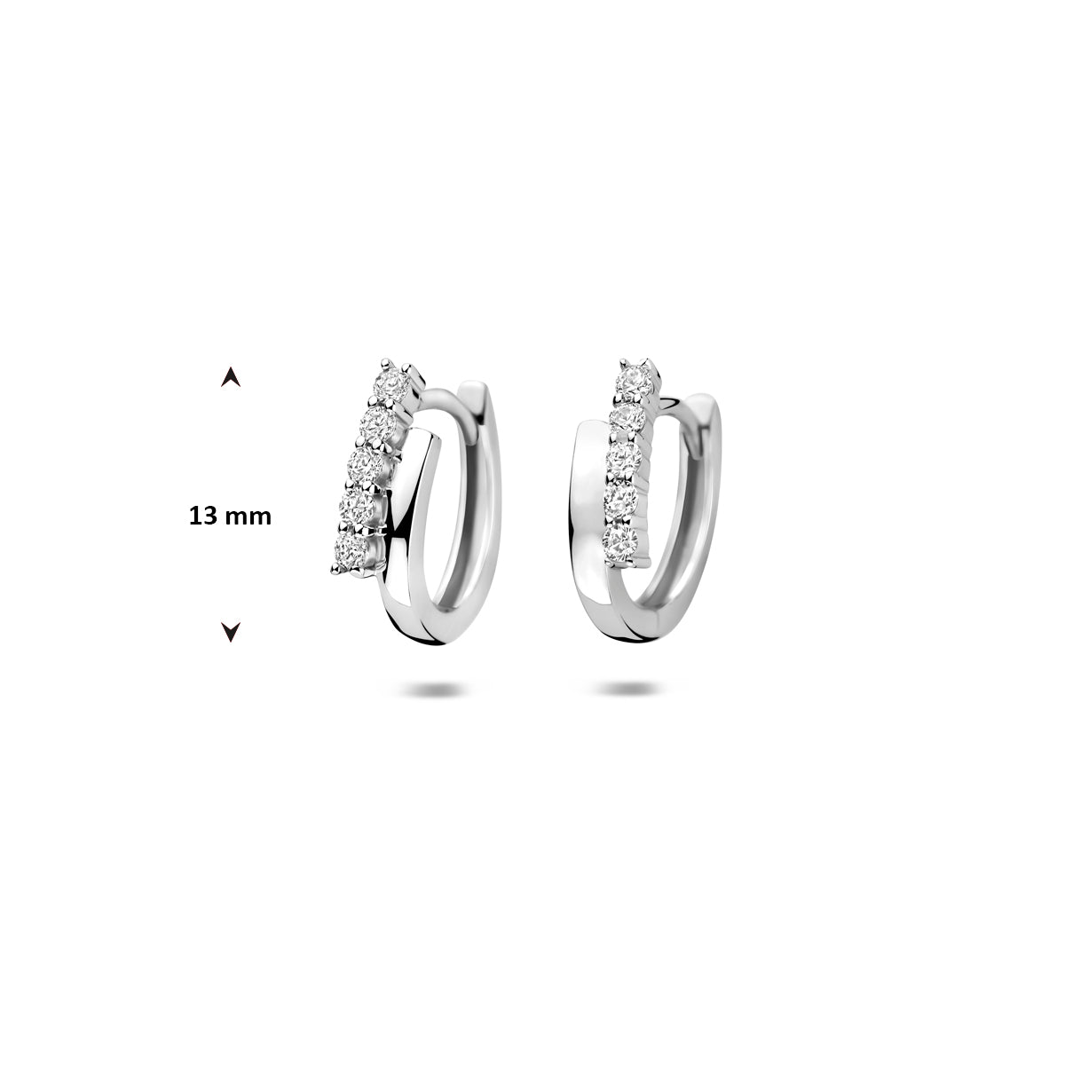 vDam Klapoorringen Zirkonia 13 Mm Zilver Gerhodineerd 1341837