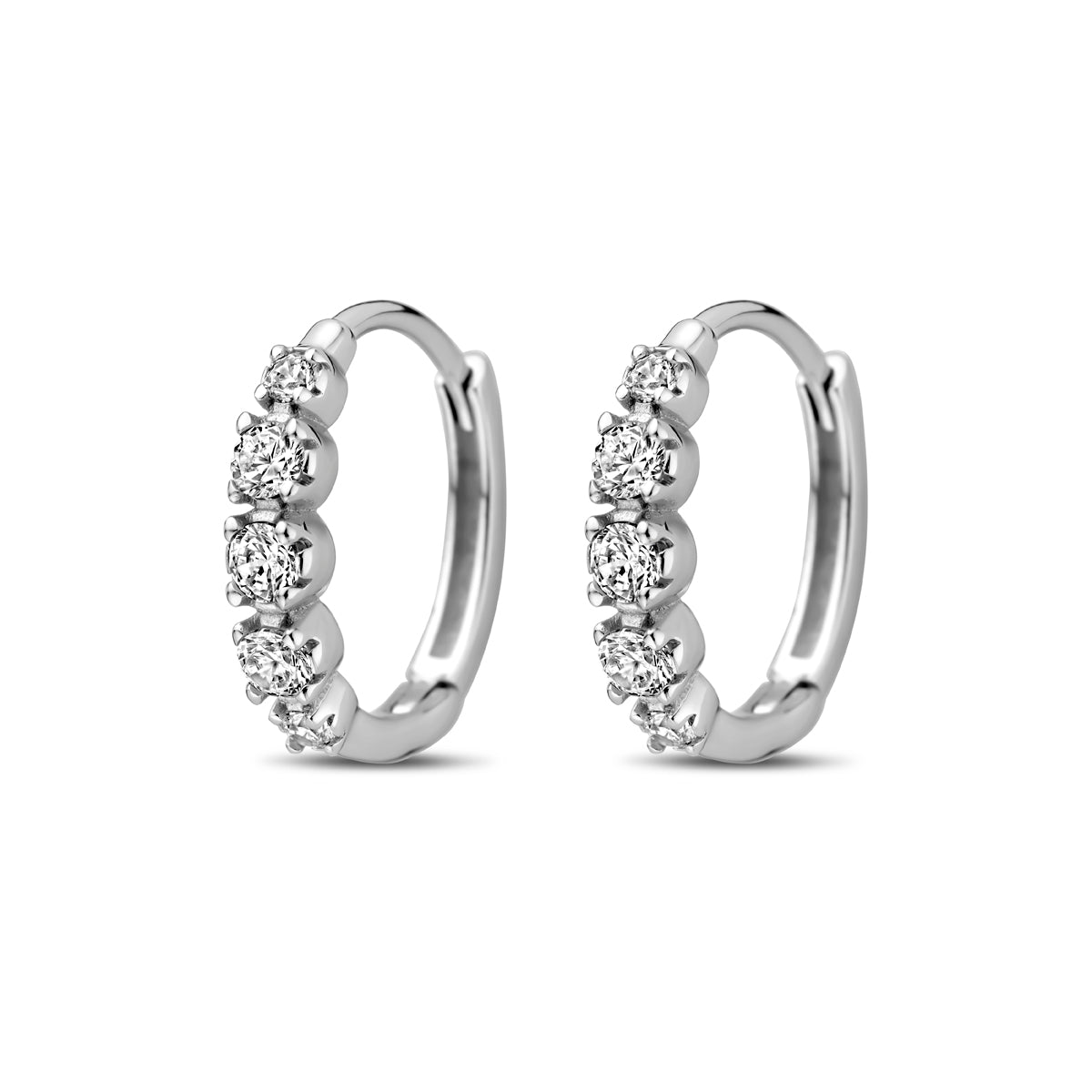 vDam Klapoorringen Zirkonia 14 Mm Zilver Gerhodineerd 1338993