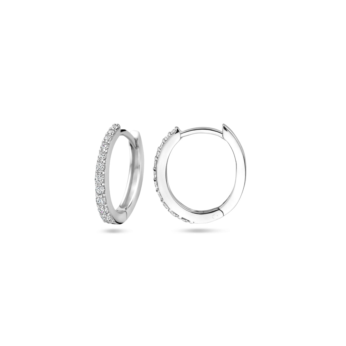 vDam Klapoorringen Zirkonia 14 Mm Zilver Gerhodineerd 1339809