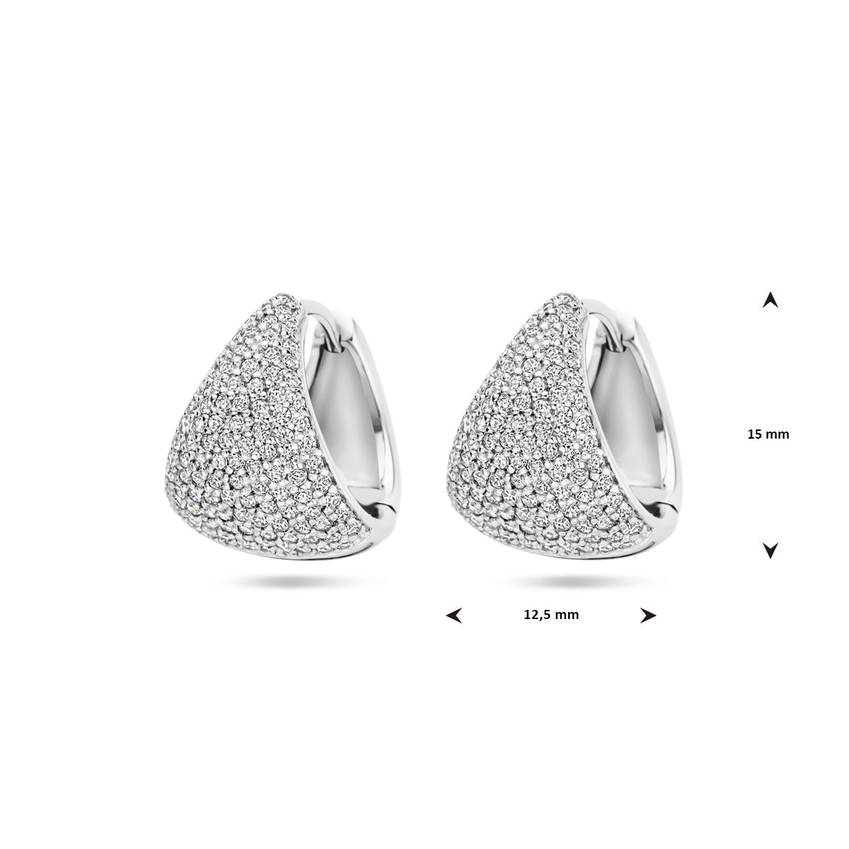 vDam Klapoorringen Zirkonia 15 Mm Zilver Gerhodineerd 1339851