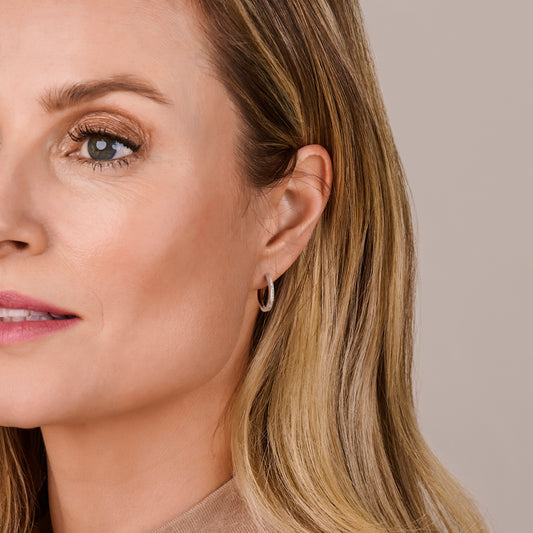 vDam Klapoorringen Zirkonia 16 Mm Zilver Gerhodineerd 1340042