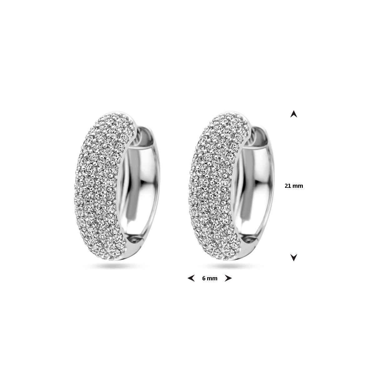 vDam Klapoorringen Zirkonia 21 Mm Zilver Gerhodineerd 1339539