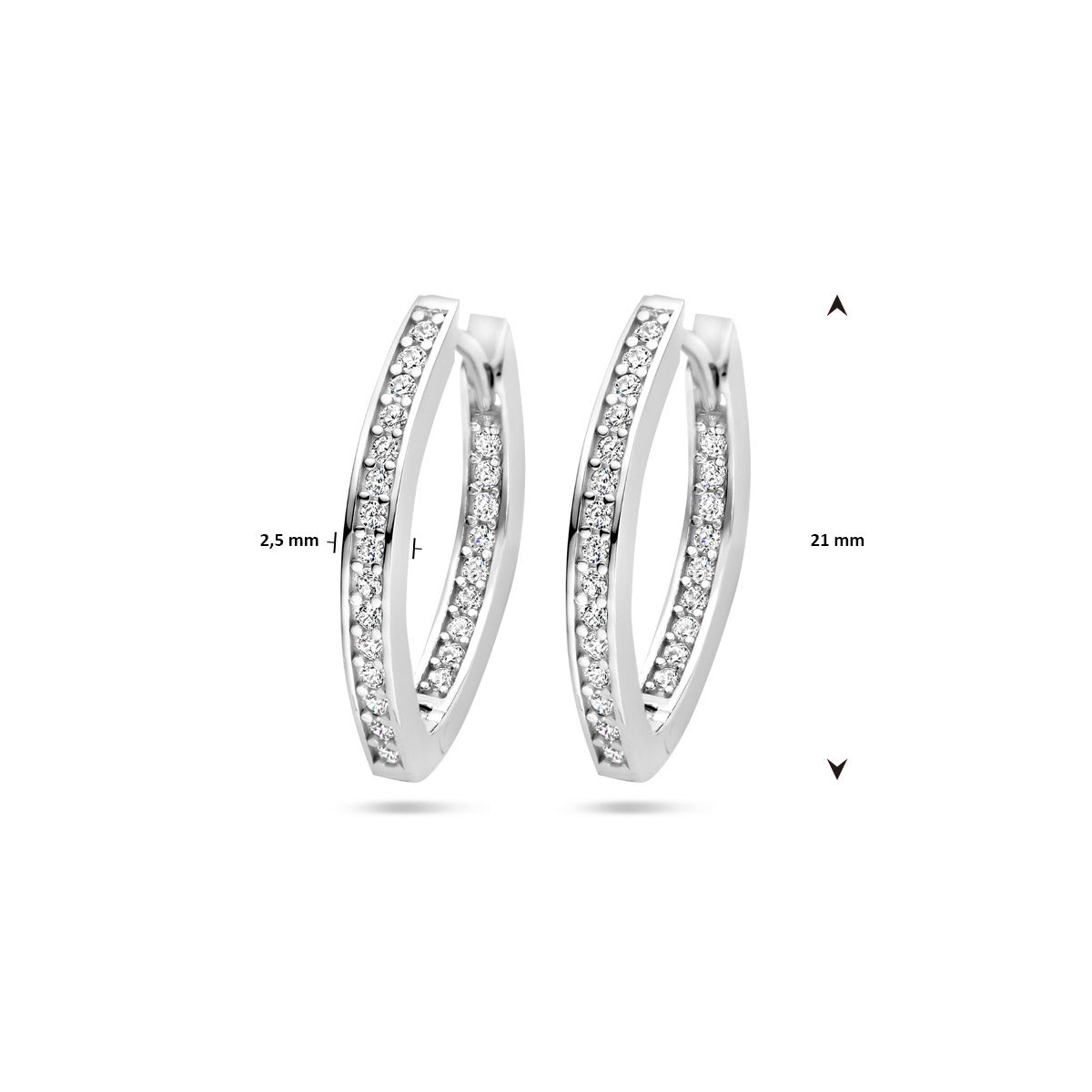 vDam Klapoorringen Zirkonia 21 Mm Zilver Gerhodineerd 1340043